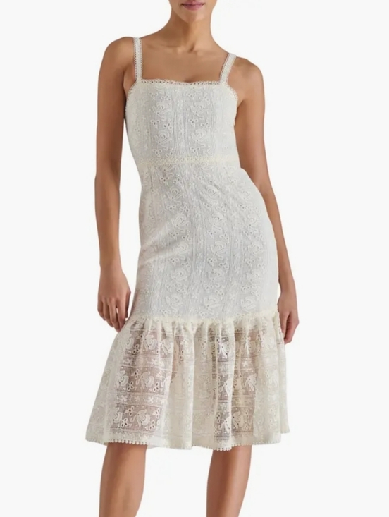 Steve Madden Dresses & Skirts - NWT Steve Madden Lace Cream Midi Dress Size 2 White Summer Vacation Feminine